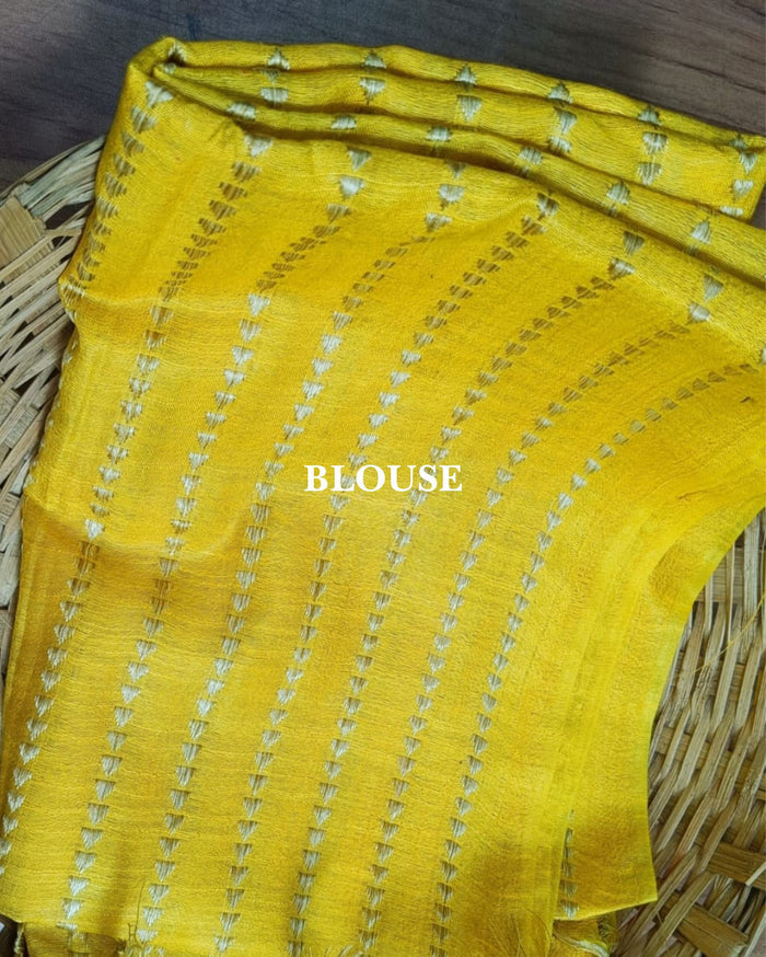 Tussar Silk Saree Online – Floral Buti Embroidery – Classic – Indiehaat