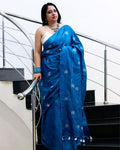 Tussar Silk Saree Online – Floral Buti Embroidery – Elegant – Indiehaat