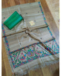 Silkmark Tussar Beige Madhubani Fanciful Dupatta & Green Top