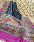 Silkmark Tussar Joyful Madhubani Black Saree