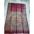 Silkmark Certified Tussar Silk Madhubani HANDPAINTED Peach Saree with Blouse-Indiehaat