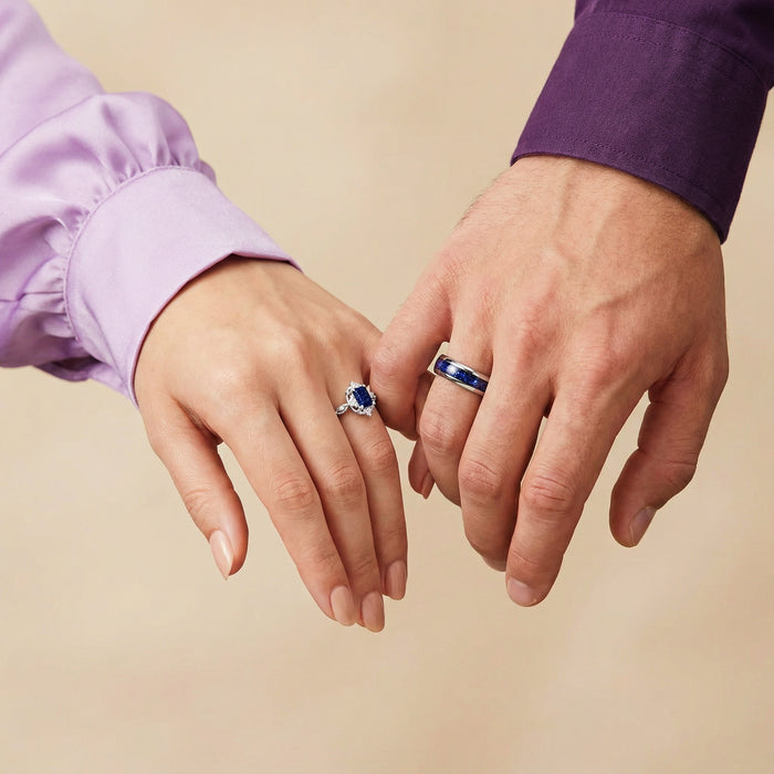 vintage starry night couples ring