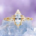 Siren Queen Marquise Aquamarine Lotus Ring by Aquamarise