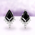 Skye Kite® Black Onyx Stud Earrings in Sterling Silver by Aquamarise featuring kite-cut black onyx with sparkling white diamond accents in a modern, elegant design from the Lovers of the Dark™ collection.
