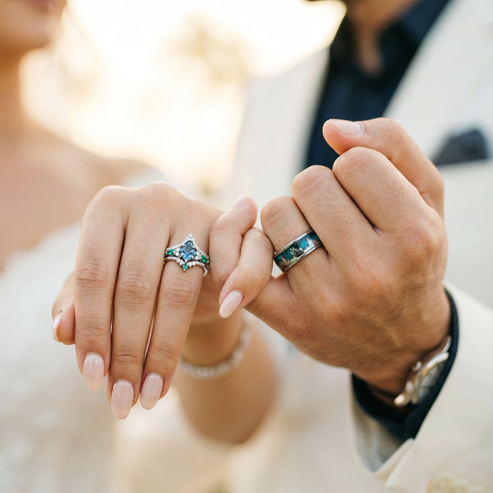 London blue topaz couples ring set
