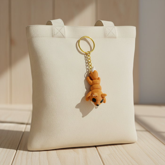 AI-generated Sleepy Fox Keychain scene based on the real product image