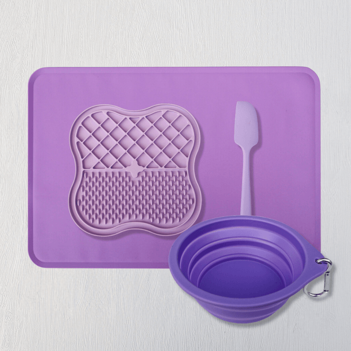 Slow feeder dog bowl silicone pet feeding set