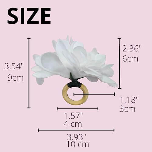Charlo's Wholesale Set of 40 Snow White Chrysanthemum Flower Napkin Rings for party, wedding, shopkeeper, birthday, restaurant-2