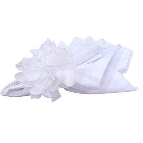 Charlo's Wholesale Set of 40 Snow White Chrysanthemum Flower Napkin Rings for party, wedding, shopkeeper, birthday, restaurant-3