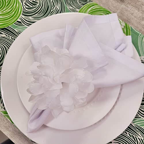 Charlo's Wholesale Set of 40 Snow White Chrysanthemum Flower Napkin Rings for party, wedding, shopkeeper, birthday, restaurant-4