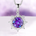 Snowflake Alexandrite Necklace in Sterling Silver featuring a lab-grown alexandrite gemstone surrounded by sparkling clear stones, from Aquamarise's June Birthstone Jewelry collection.