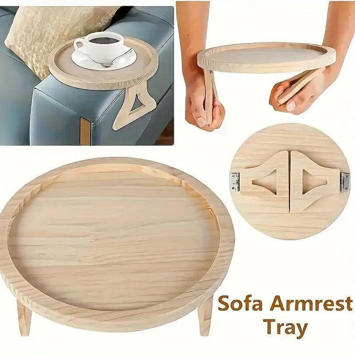 Foldable Wooden Sofa Armrest Tray Clip-On-3