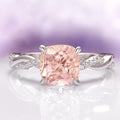 Sophia Twisted Vine Morganite Engagement Ring in 14K White Gold by Aquamarise Gold featuring a cushion-cut morganite center with diamond-accented twisted band design.