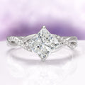 Sophia Lab-Grown Diamond Engagement Ring in 14K White Gold (IGI Certified) featuring a princess-cut diamond with an elegant twisted band accented by sparkling pavé stones by Aquamarise Gold.
