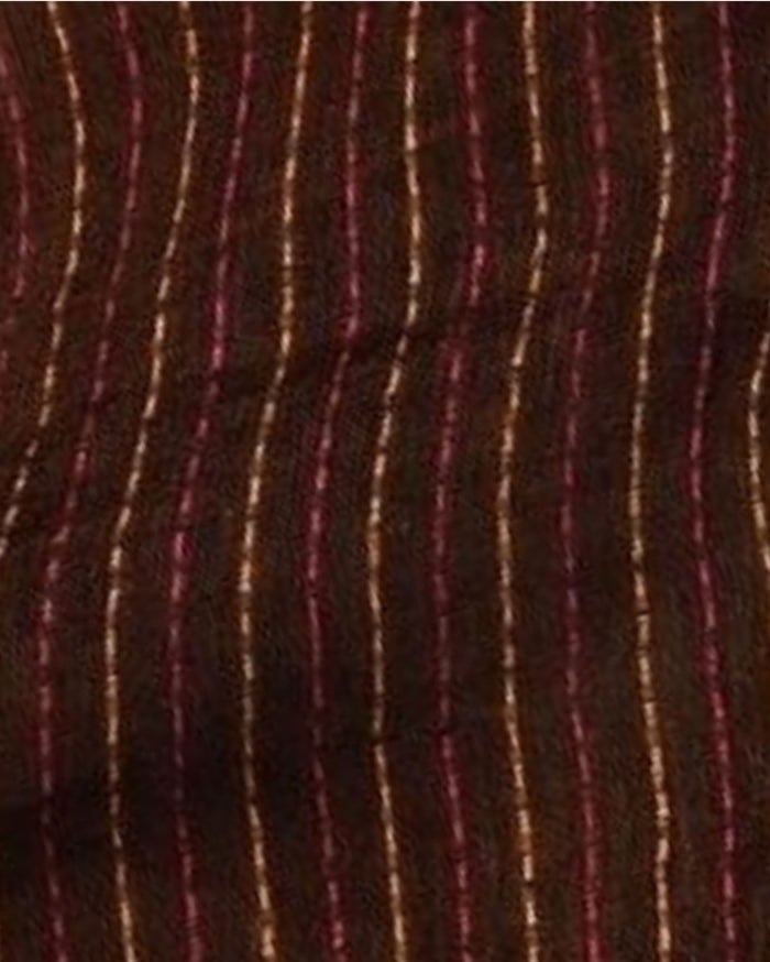 Sophisticated Pure Linen Kantha Work Saree Brown