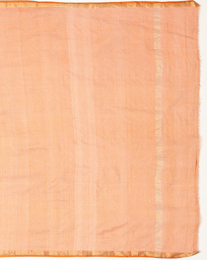 Sophisticated Pure Silk Kota Doria Handdyed Orange Saree