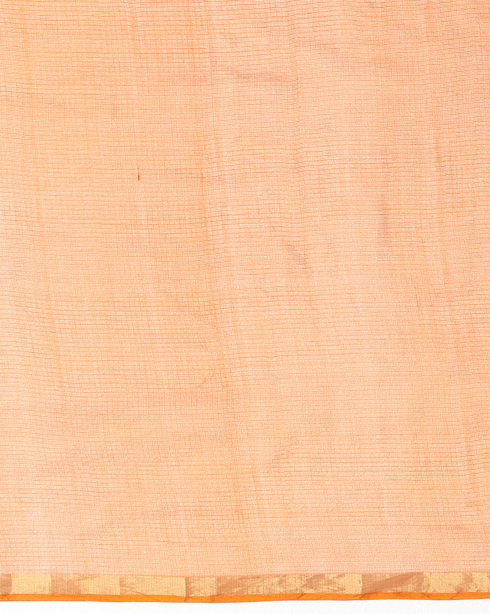 Sophisticated Pure Silk Kota Doria Handdyed Orange Saree