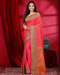 Indiehaat | Banarasi Silk Brocade Weaving Red Saree