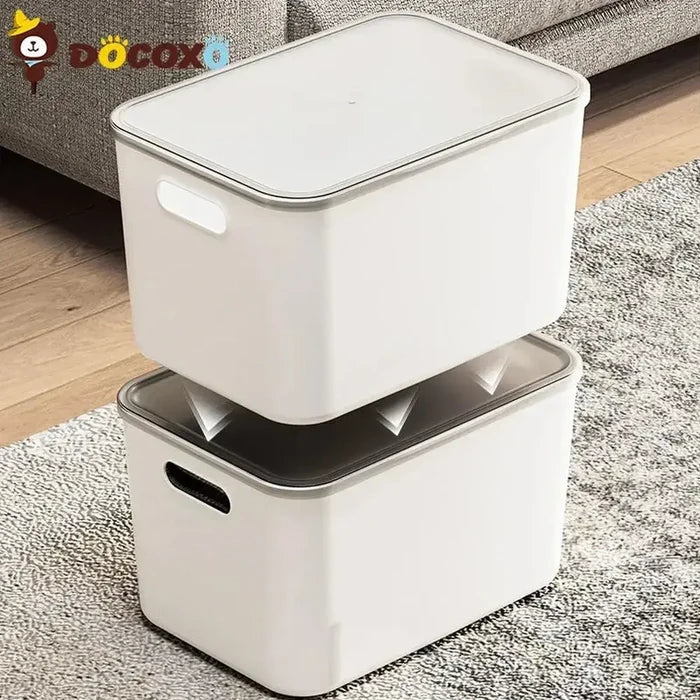 Stackable storage bins with clear lids for organizing spaces