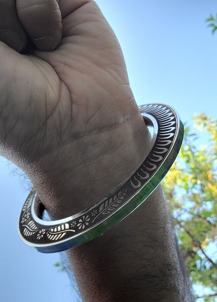 Stainless Steel Kara Floral designer Karha Punjabi Kada Sikh Singh Bangle i19