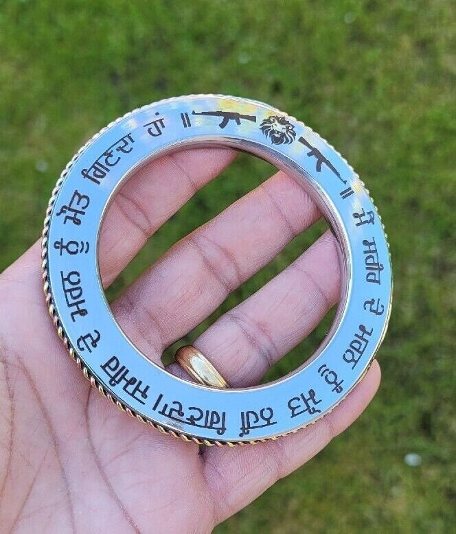 Stainless Steel Kara Sant Bhindranwale words Gurmukhi Kada Sikh Singh Bangle i17