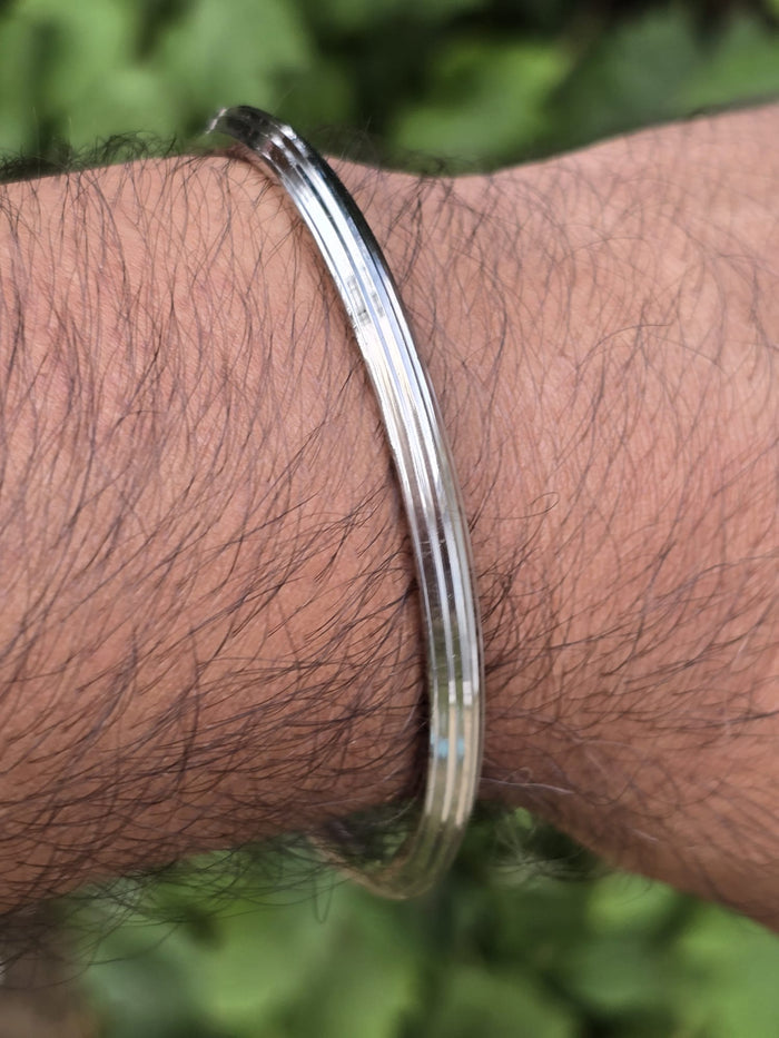 Stainless Steel Kara Sikh Bangle Singh Kaur Lines Kada Punjabi Bracelet W23 New Unisex Dori Karha