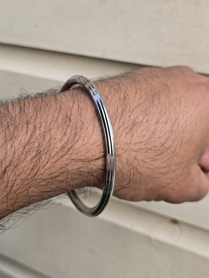 Stainless Steel Kara Sikh Bangle Singh Kaur Lines Kada Punjabi Bracelet W23 New Unisex Dori Karha