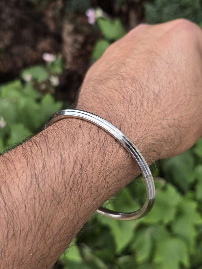 Stainless Steel Kara Sikh Bangle Singh Kaur Lines Kada Punjabi Bracelet W23 New Unisex Dori Karha