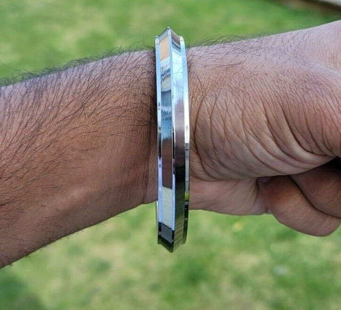 Stainless Steel Kara Sikh Kada Collar Edge Khalsa Bracelet Singh Kaur Bangle E19 Punjabi