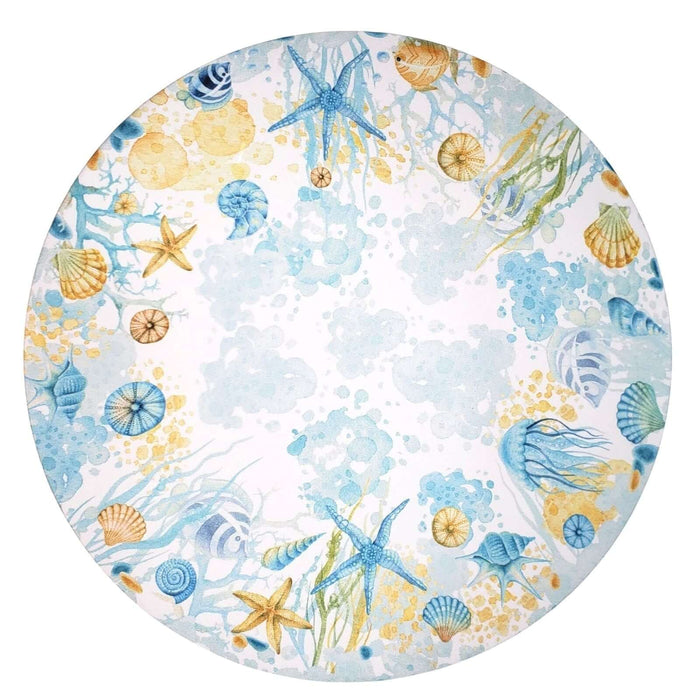 Set of 4 Round Placemats Covers  Starfish Blue 14 Dia inch-0