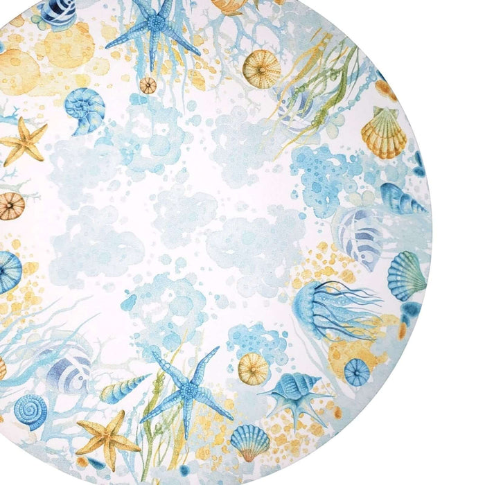 Set of 4 Round Placemats Covers  Starfish Blue 14 Dia inch-1