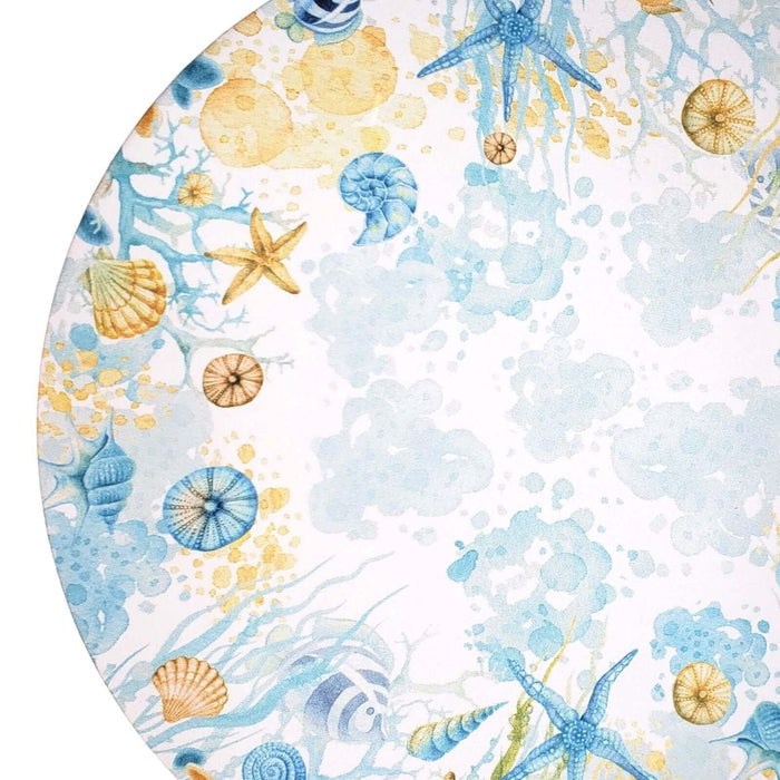 Set of 4 Round Placemats Covers  Starfish Blue 14 Dia inch-2