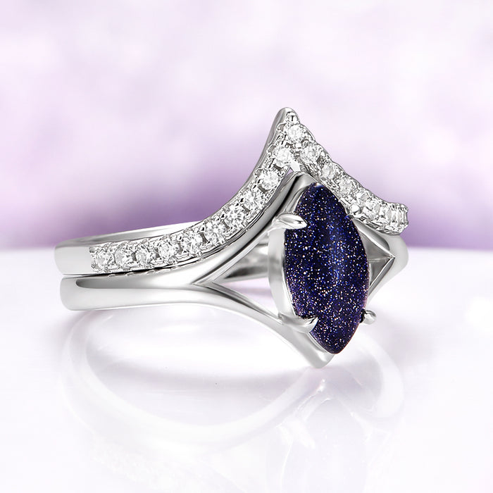 Starry Night engagement ring set with celestial details by Aquamarise