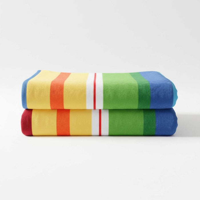 DaDa Bedding Colorful Striped Rainbow Reversible Plush Luxe Flannel Fleece Throw Blanket (XY9867)-0