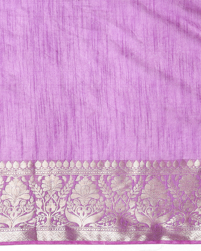 Stunning Banarasi Silk Linen Purple Handloom Saree