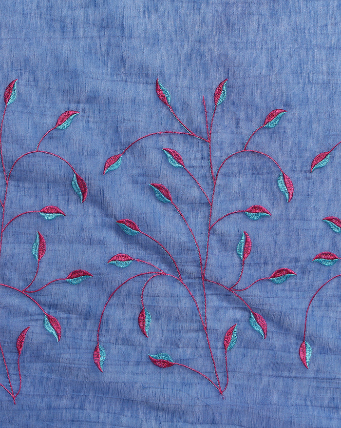 Stunning Eri Tussar Silk Embroidered Purple Saree