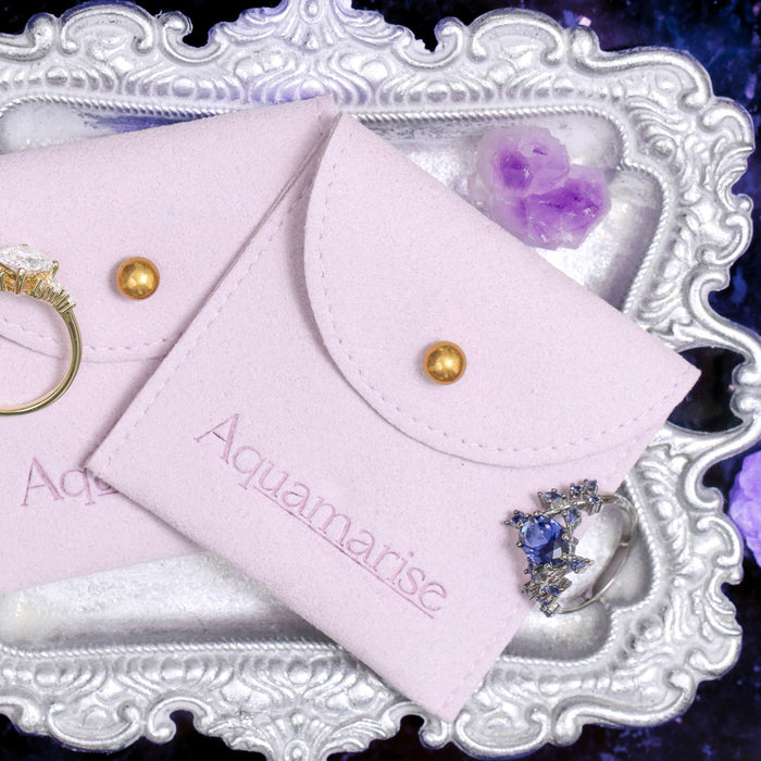 Suede Jewelry Pouch – Lilac Ring Storage & Travel Pouch – side profile view