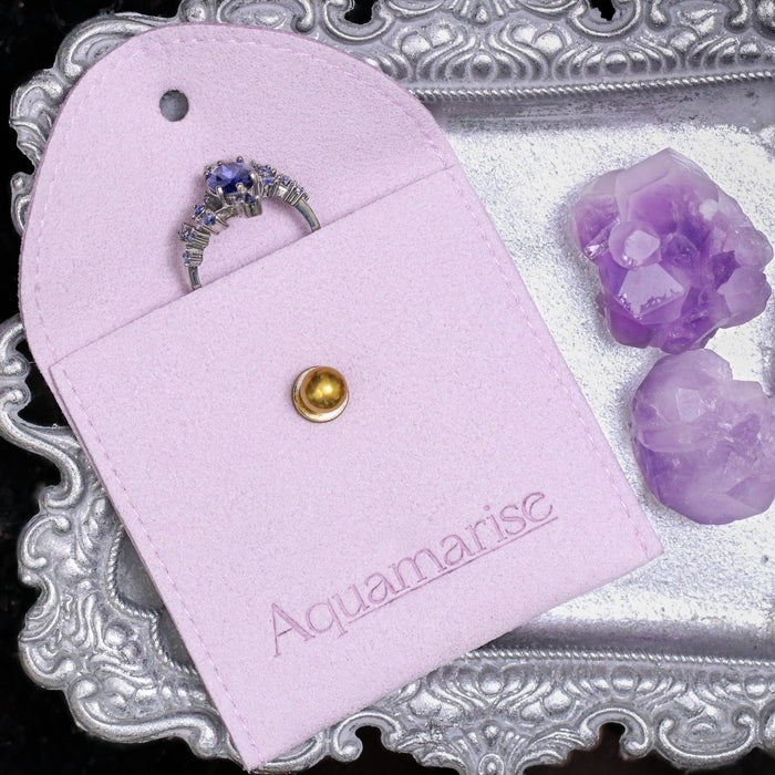 Suede Jewelry Pouch – Lilac Ring Storage & Travel Pouch – in gift box