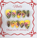 Sunset Abstract Press-On Nails – Handmade Reusable Nail Set