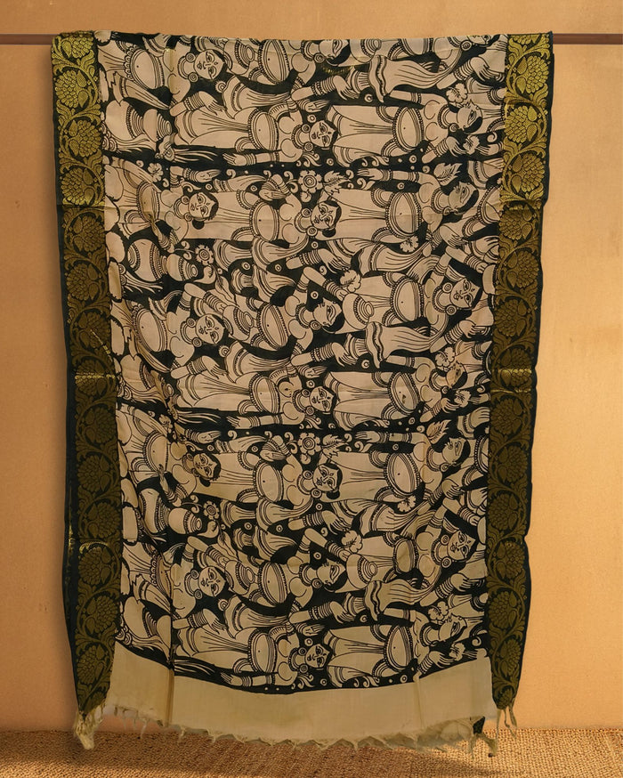 Indiehaat |Bangalori Handpainted Black Dupatta