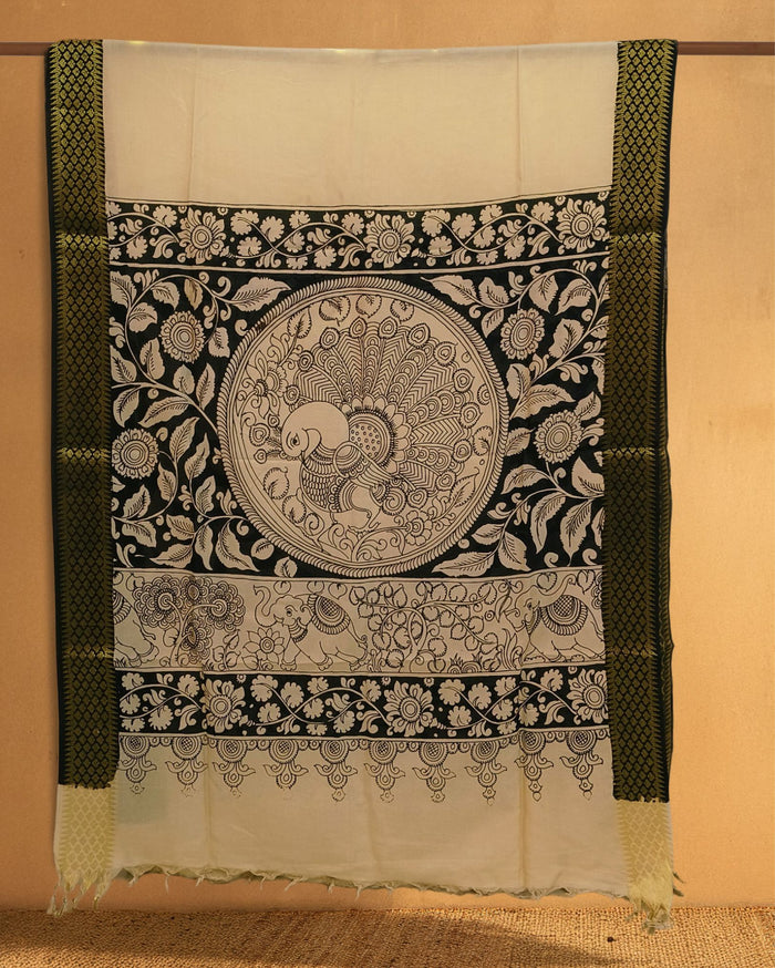 Indiehaat |Bangalori Handpainted Black Dupatta