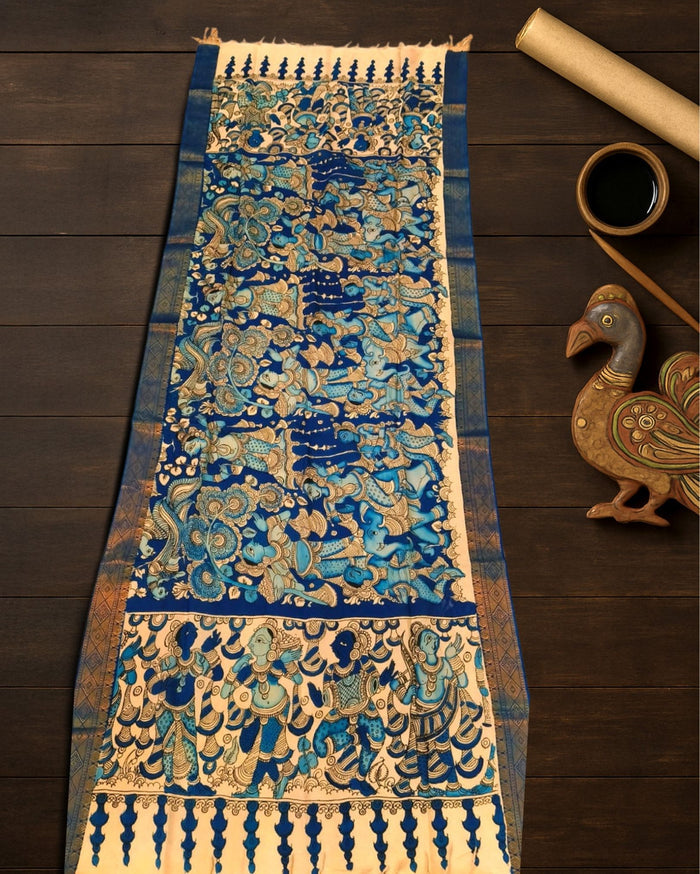 Indiehaat | Mangalagiri Handpainted Dupatta Multicolor