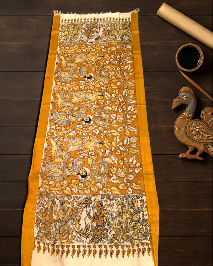 Indiehaat | Mangalagiri Handpainted Dupatta Multicolor