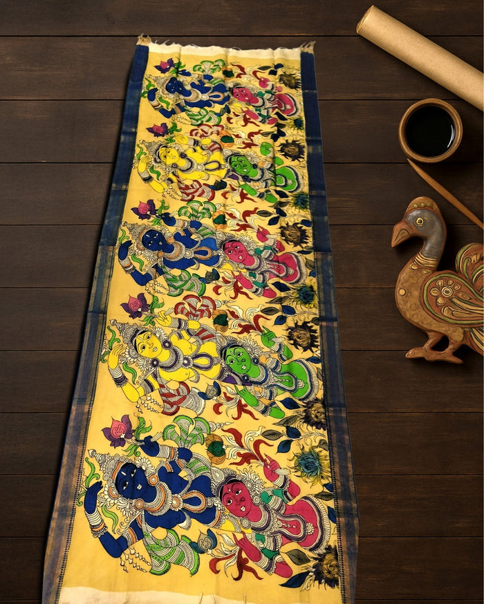 Indiehaat | Mangalagiri Handpainted Dupatta Multicolor