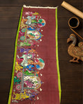 Indiehaat | Mangalagiri Handpainted Dupatta Maroon