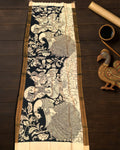 Indiehaat | Mangalagiri Handpainted Dupatta Black & White
