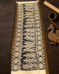 Indiehaat | Mangalagiri Handpainted Dupatta Black & White