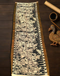 Indiehaat | Mangalagiri Handpainted Dupatta Black & White