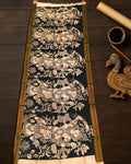 Indiehaat | Mangalagiri Handpainted Dupatta Black & White