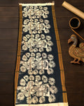 Indiehaat | Mangalagiri Handpainted Dupatta Black & White